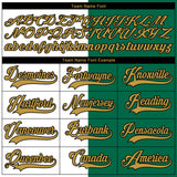 Custom Kelly Green Old Gold Black-White Split Fashion Hockey Lace Neck Jersey