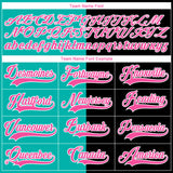 Custom Black Pink Aqua-White Split Fashion Hockey Lace Neck Jersey