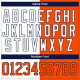 Custom Orange White-Navy Split Fashion Hockey Lace Neck Jersey