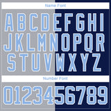 Custom Navy Light Blue Gray-White Split Fashion Hockey Lace Neck Jersey