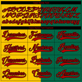 Custom Kelly Green Red Yellow-Black Split Fashion Hockey Lace Neck Jersey