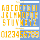 Custom Powder Blue Gold-White Split Fashion Hockey Lace Neck Jersey