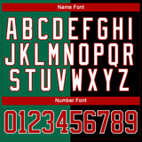 Custom Black Red Kelly Green-White Split Fashion Hockey Lace Neck Jersey