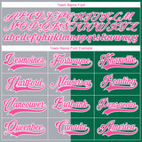 Custom Kelly Green Pink Gray-White Split Fashion Hockey Lace Neck Jersey