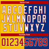 Custom Royal Red Yellow-White Split Fashion Hockey Lace Neck Jersey