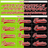 Custom Black Red Neon Green-White Split Fashion Hockey Lace Neck Jersey