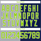 Custom Navy Neon Green Gray-White Split Fashion Hockey Lace Neck Jersey
