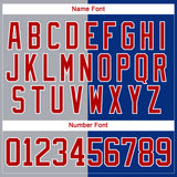 Custom Royal Red Gray-White Split Fashion Hockey Lace Neck Jersey