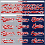 Custom Navy Red Gray-White Split Fashion Hockey Lace Neck Jersey