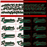 Custom Black Kelly Green White-Red Split Fashion Hockey Lace Neck Jersey