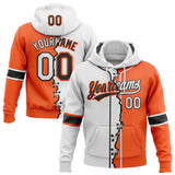 Custom Orange White-Black Split Ripped Pattern Baseball Pullover Sweatshirt Hoodie