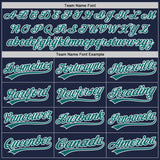 Custom Navy Teal-White Split Ripped Pattern Baseball Pullover Sweatshirt Hoodie