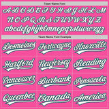 Custom Pink White Teal-Black Split Ripped Pattern Baseball Pullover Sweatshirt Hoodie