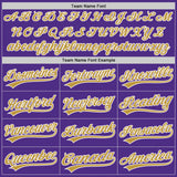 Custom Purple Old Gold-White Split Ripped Pattern Baseball Pullover Sweatshirt Hoodie