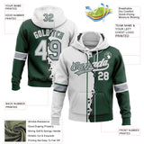 Custom Green White-Gray Split Ripped Pattern Baseball Pullover Sweatshirt Hoodie