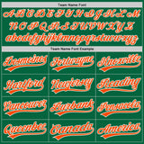 Custom Kelly Green Orange-White Split Ripped Pattern Baseball Pullover Sweatshirt Hoodie