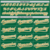 Custom Kelly Green Old Gold-White Split Ripped Pattern Baseball Pullover Sweatshirt Hoodie