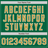 Custom Kelly Green Old Gold-White Split Ripped Pattern Baseball Pullover Sweatshirt Hoodie