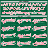 Custom Kelly Green Medium Pink-White Split Ripped Pattern Baseball Pullover Sweatshirt Hoodie