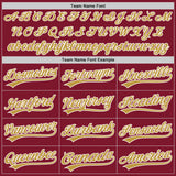 Custom Crimson Old Gold-White Split Ripped Pattern Baseball Pullover Sweatshirt Hoodie