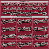 Custom Crimson Black-Cream Split Ripped Pattern Baseball Pullover Sweatshirt Hoodie