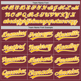 Custom Burgundy Gold-White Split Ripped Pattern Baseball Pullover Sweatshirt Hoodie