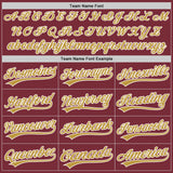 Custom Burgundy Old Gold-White Split Ripped Pattern Baseball Pullover Sweatshirt Hoodie