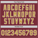 Custom Burgundy Old Gold-White Split Ripped Pattern Baseball Pullover Sweatshirt Hoodie