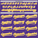 Custom White Purple Pinstripe-Gold Split Ripped Pattern Baseball Pullover Sweatshirt Hoodie