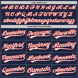 Custom White Navy Pinstripe-Red Split Ripped Pattern Baseball Pullover Sweatshirt Hoodie