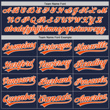 Custom White Navy Pinstripe-Orange Split Ripped Pattern Baseball Pullover Sweatshirt Hoodie