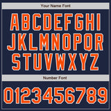 Custom White Navy Pinstripe-Orange Split Ripped Pattern Baseball Pullover Sweatshirt Hoodie