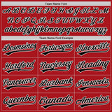 Custom White Red Pinstripe-Black Split Ripped Pattern Baseball Pullover Sweatshirt Hoodie