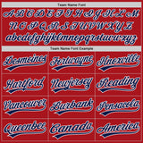 Custom White Red Pinstripe-Navy Split Ripped Pattern Baseball Pullover Sweatshirt Hoodie