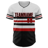 Custom White Red-Black Block Stripes Lines Washington Style Authentic Baseball Jersey
