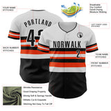 Custom White Black-Orange Block Stripes Lines Baltimore Style Authentic Baseball Jersey