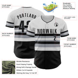 Custom White Black-Gray Block Stripes Lines Chicago Style Authentic Baseball Jersey