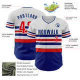 Custom White Fire Red-Royal Block Stripes Lines Los Angeles Style Authentic Baseball Jersey