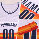 Custom White Navy-Orange Block Stripes Lines Houston Style Authentic Baseball Jersey