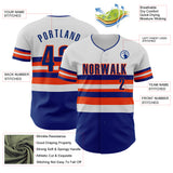 Custom White Royal-Orange Block Stripes Lines New York Style Authentic Baseball Jersey
