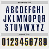 Custom White Navy Electric Blue-Gold Block Stripes Lines Tampa Bay Style Authentic Baseball Jersey