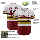 Custom White Crimson Old Gold-Black Block Stripes Lines Cleveland Style Authentic Baseball Jersey