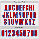 Custom White Red Navy-Thunder Blue Block Stripes Lines Toronto Style Authentic Baseball Jersey