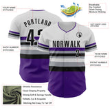 Custom White Black Purple Gray-Dark Purple Block Stripes Lines Colorado Style Authentic Baseball Jersey