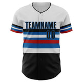 Custom White Black Red-Blue Block Stripes Lines Miami Style Authentic Baseball Jersey