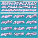 Custom Teal White-Pink Mesh Authentic Throwback Baseball Jersey