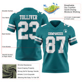 Custom Teal White-Gray Authentic Football Jersey