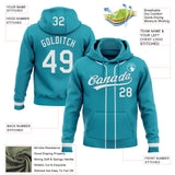 Custom Stitched Teal White-Teal Baseball Pullover Sweatshirt Hoodie