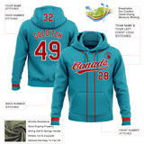 Custom Stitched Teal Red-White Baseball Pullover Sweatshirt Hoodie
