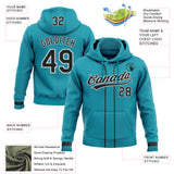 Custom Stitched Teal Black-White Baseball Pullover Sweatshirt Hoodie